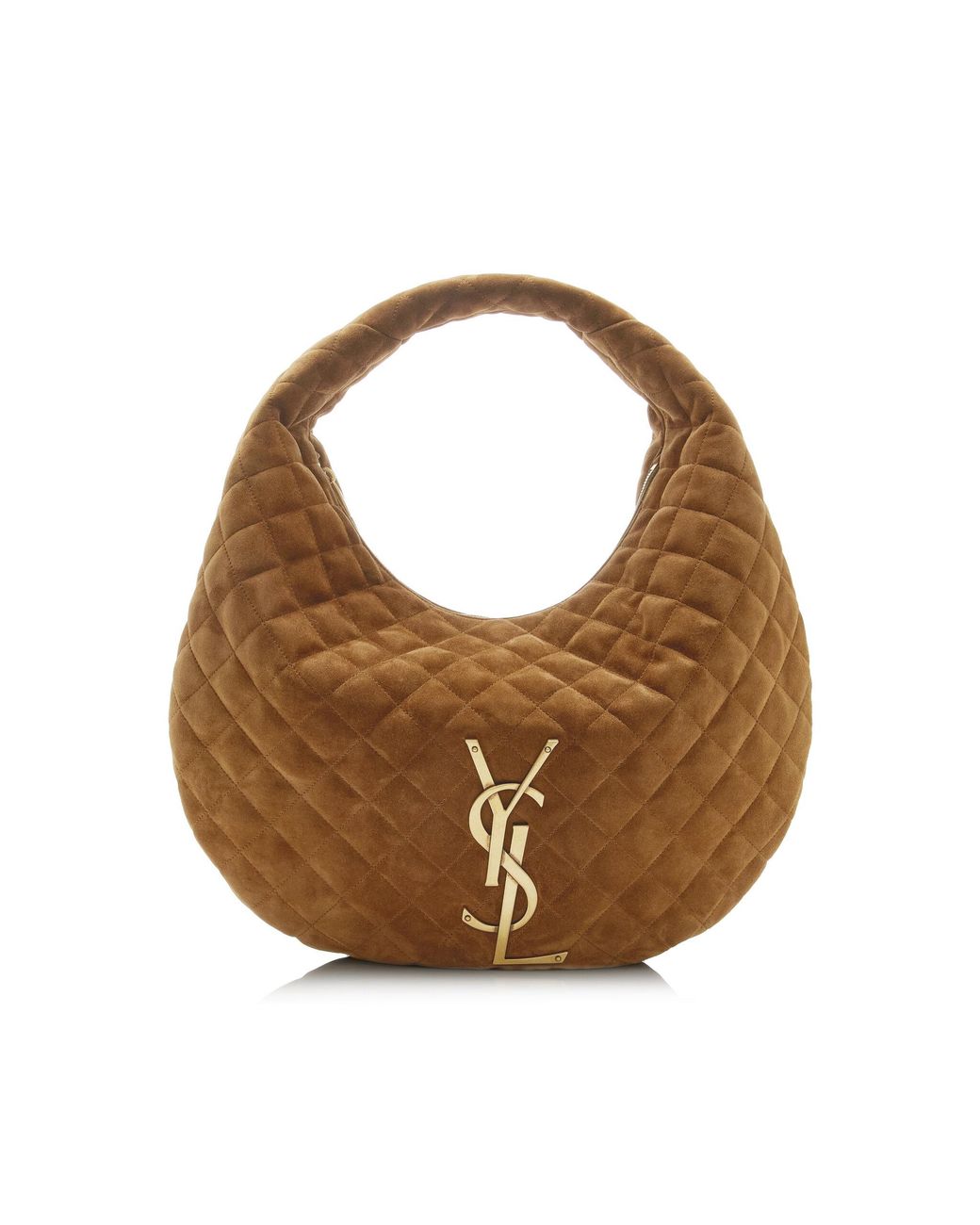 Saint Laurent Brown Icare Quilted Suede Hobo Bag