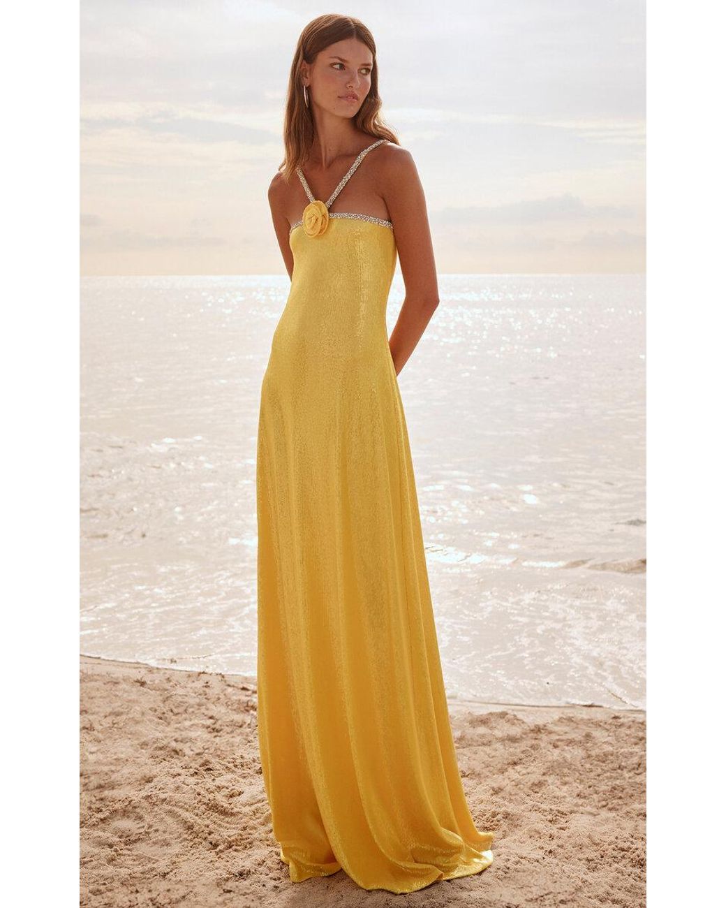 slim fit dress slacks EMBELLISHED BODICE COLUMN GOWN