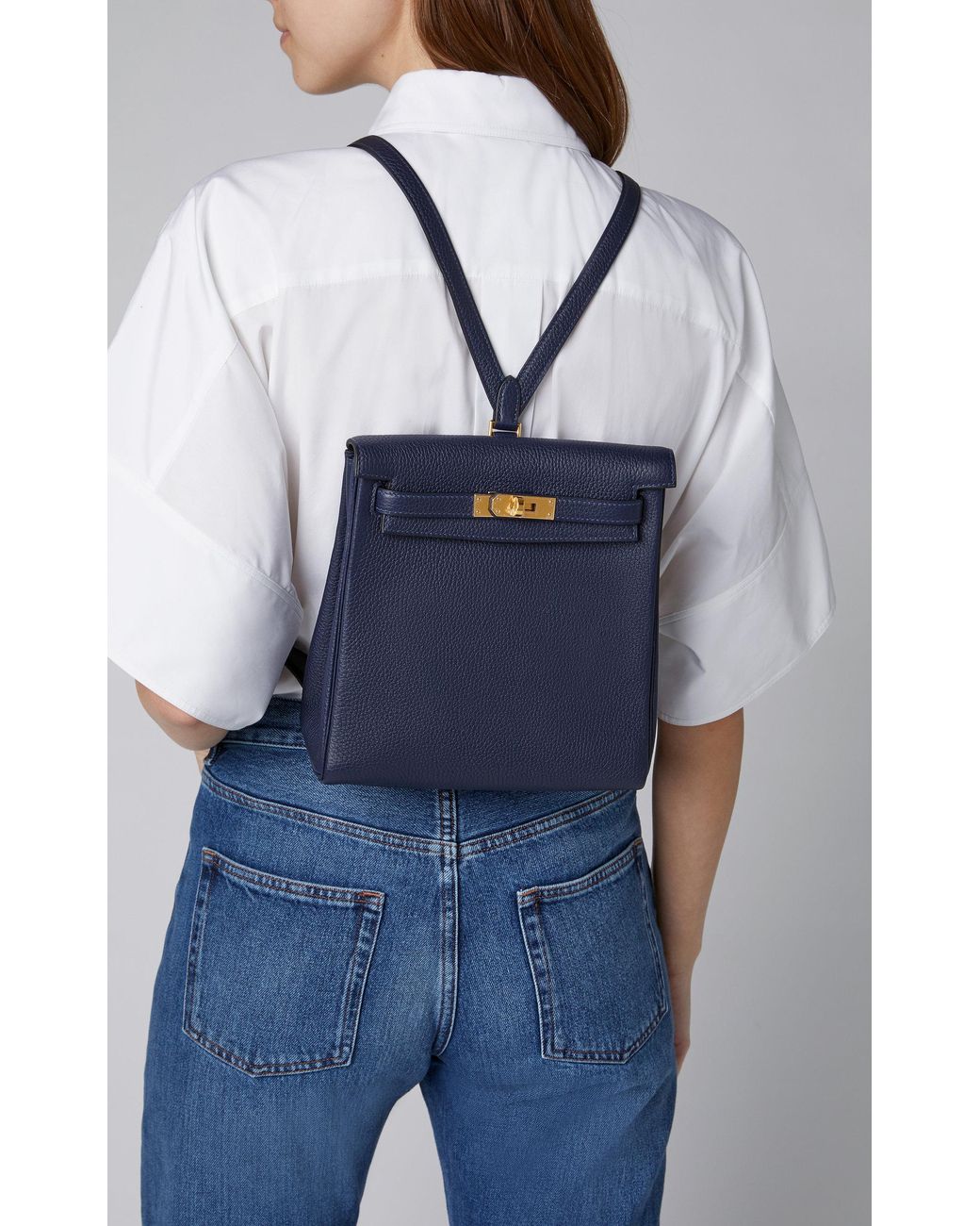 Hermes 20cm Rouge/White Buffalo Leather Kelly Ado PM Backpack Bag - Yoogi's  Closet