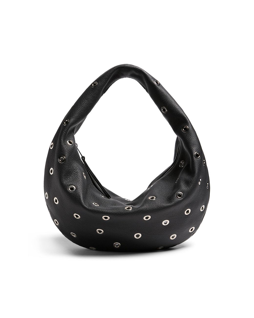Khaite Black Olivia Medium Grommet Leather Hobo Bag