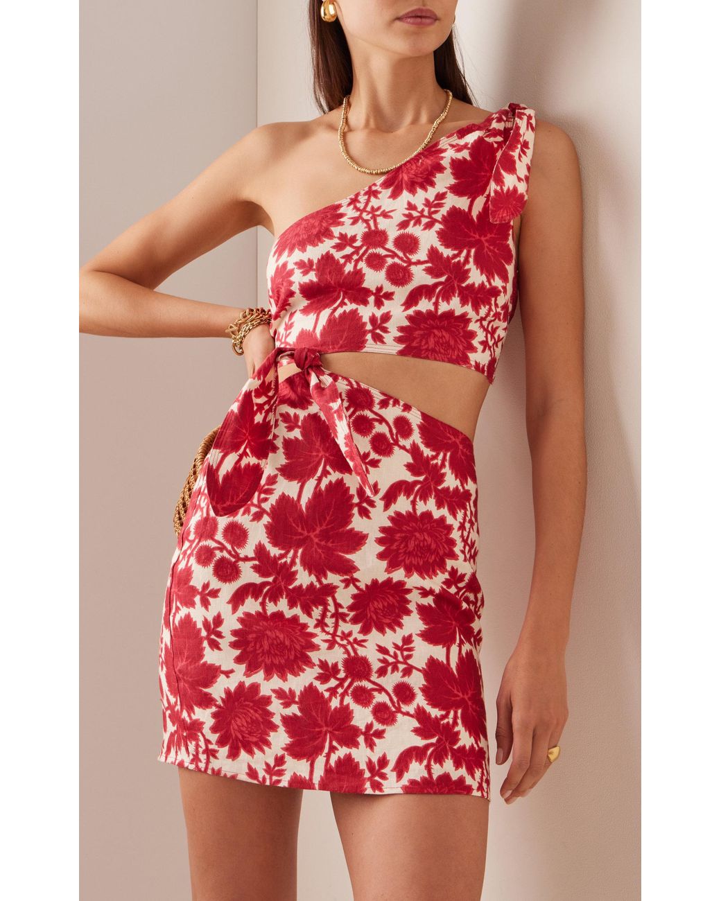 knee length dresses for ladies Rent or Hire Designer Dresses | SIR The Label Ligera Mini Dress Tangerine  Red main image 1