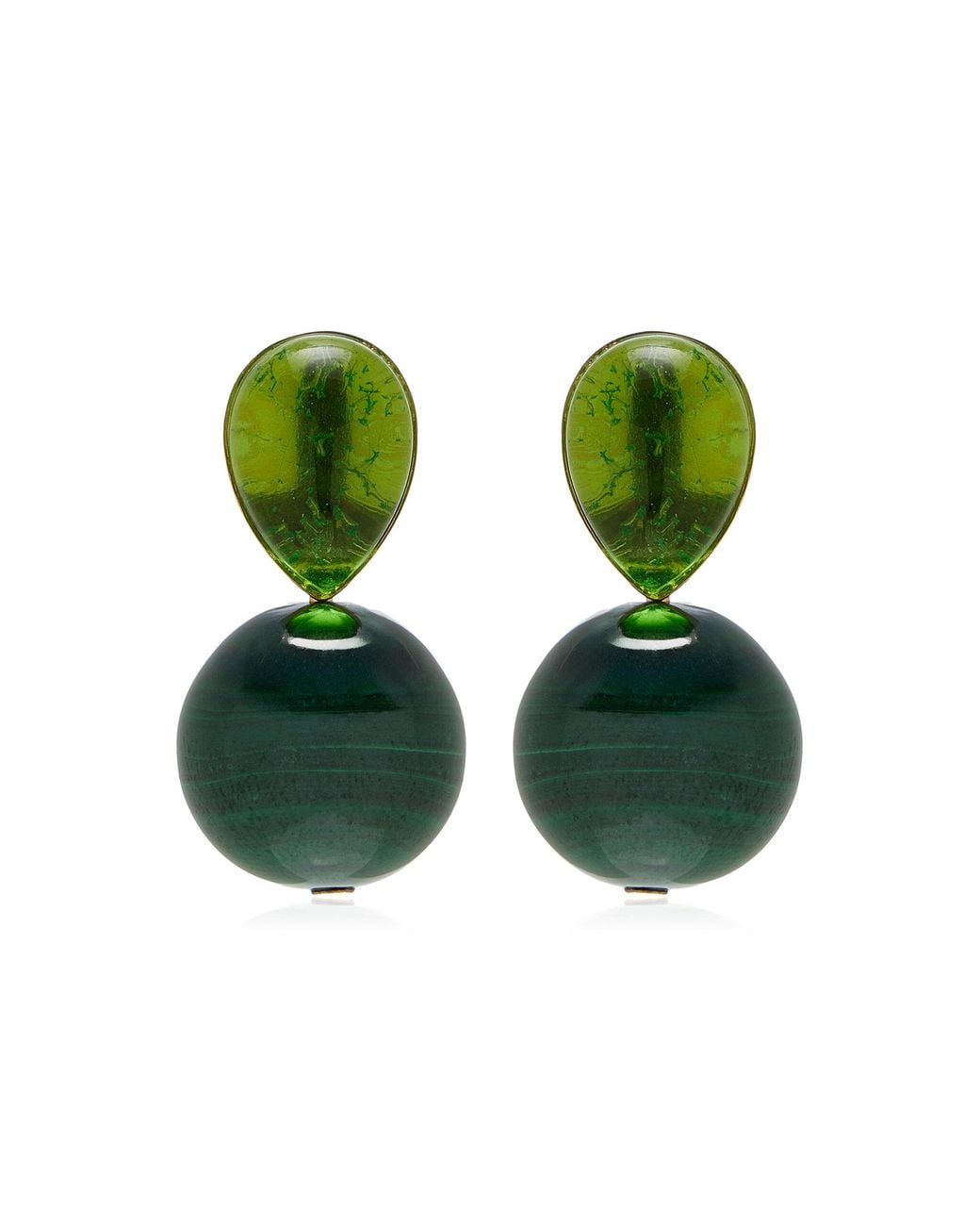 Jennifer Behr Green Allison 18k Gold-plated Citrine And Malachite Earrings
