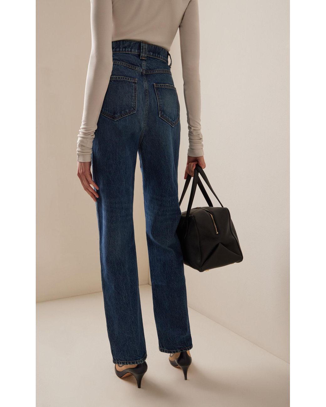【関税込み】KHAITE ブルー Albi ジーンズ Albi high-rise straight jeans in blue - Khaite | Mytheresa