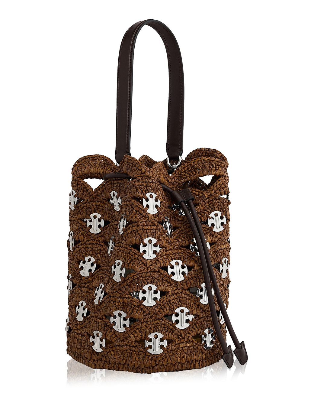 Rabanne Brown Raffia Bucket Bag
