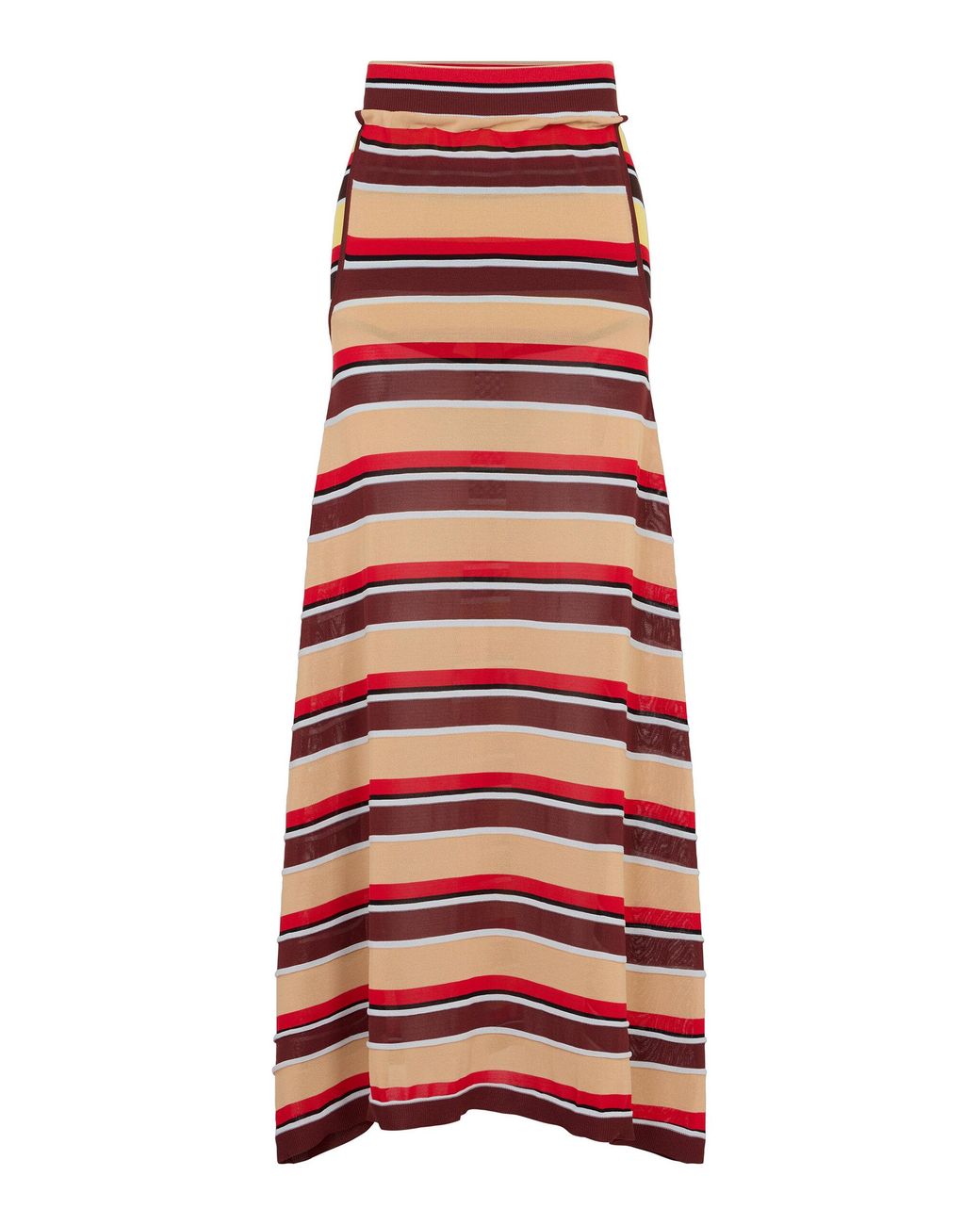 Rabanne Red Striped Maxi Skirt