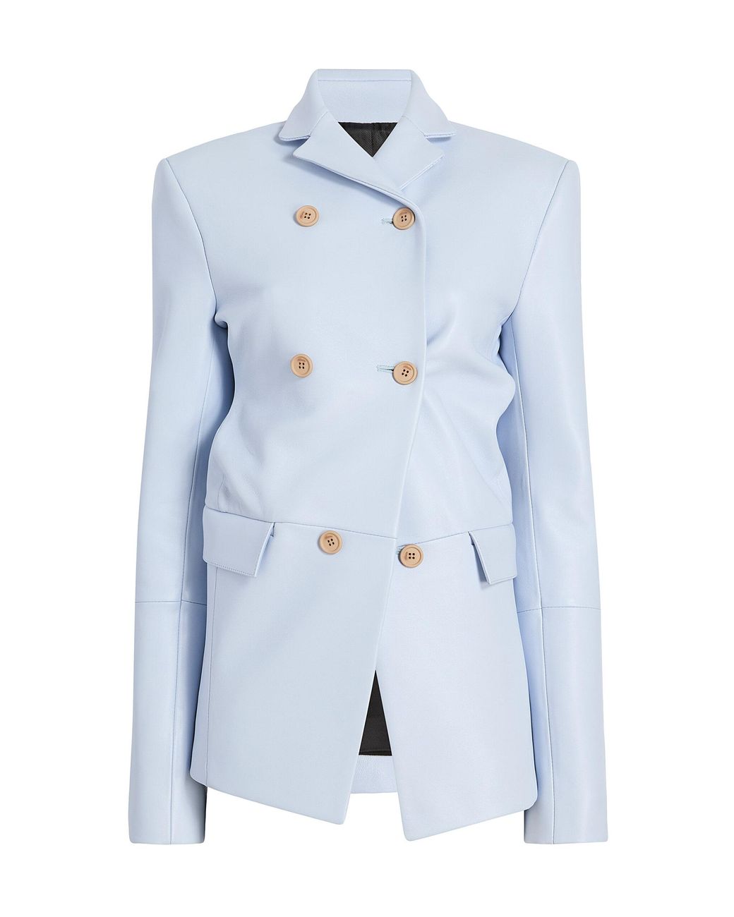 Khaite Blue Rolo Draped Plonge Leather Jacket