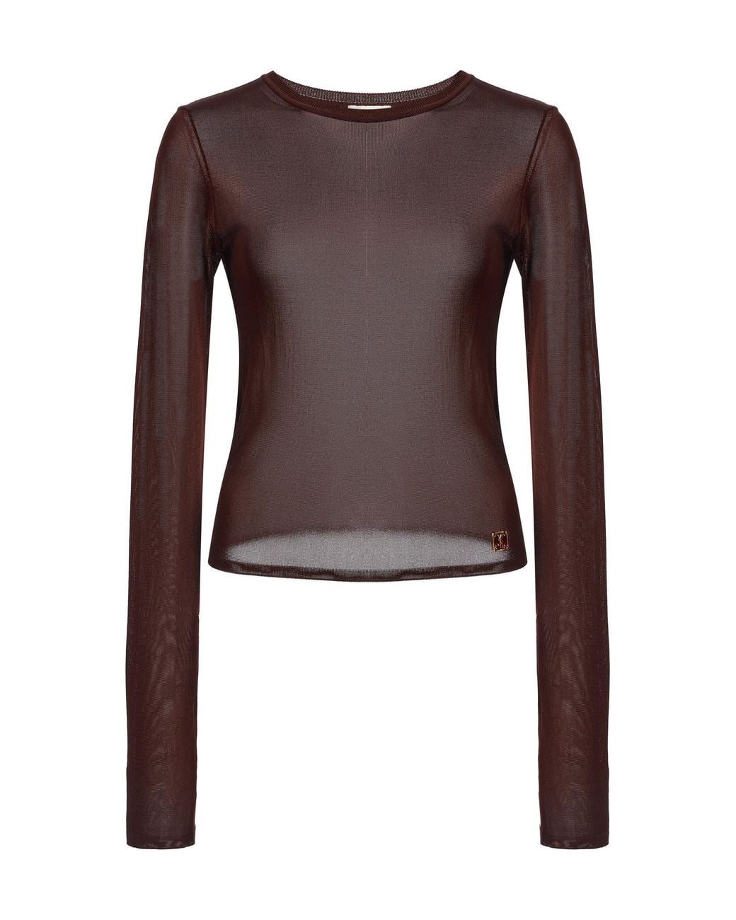 Saint Laurent Brown Long-Sleeved Chiffon Top