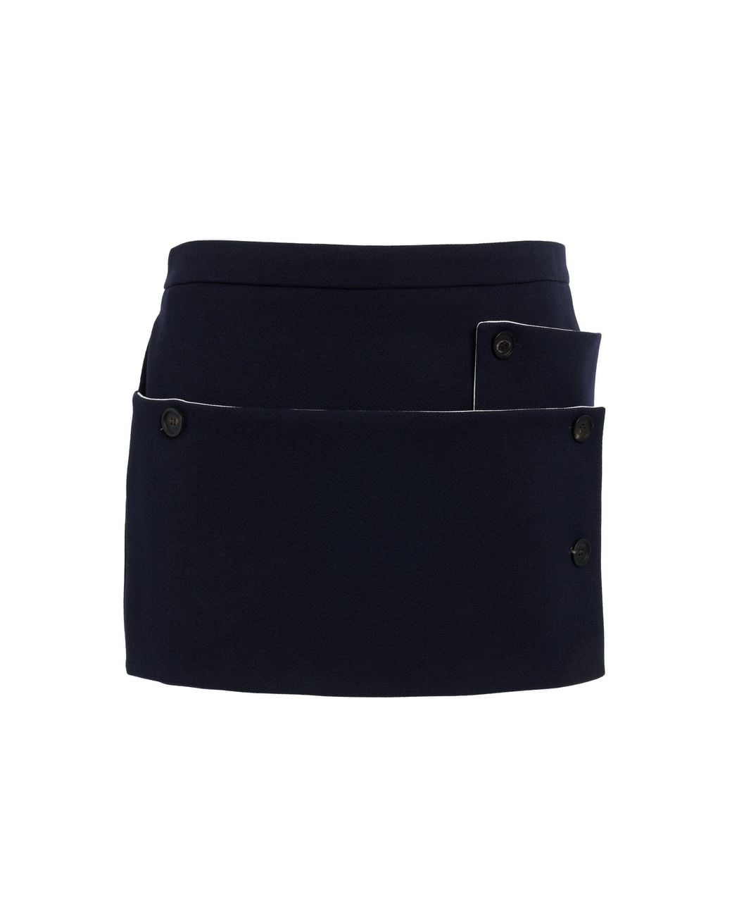 Ferragamo Blue Asymmetric Wool-Blend Mini Skirt