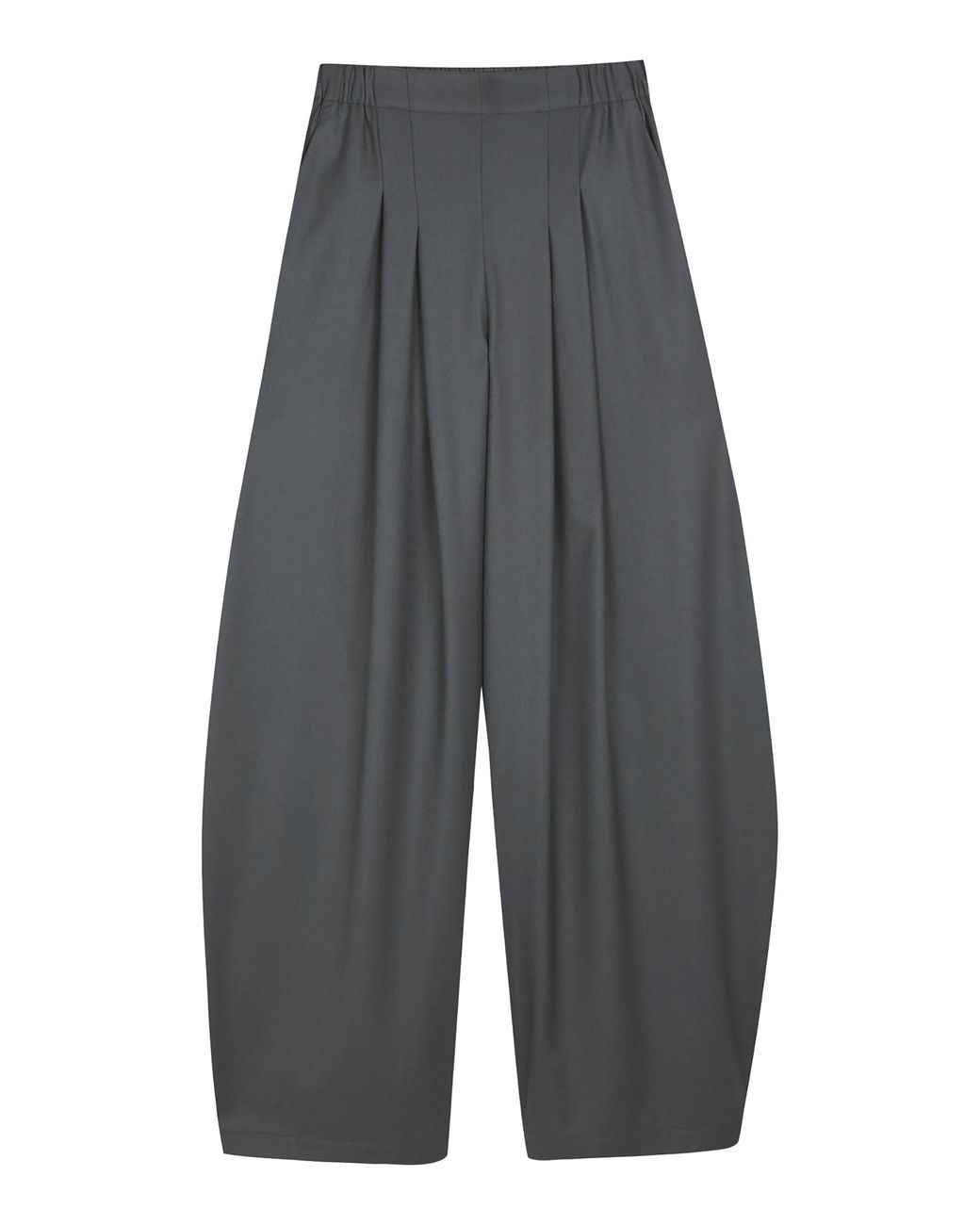 Cortana Gray Ahora Pleated Wool Wide Leg Pants
