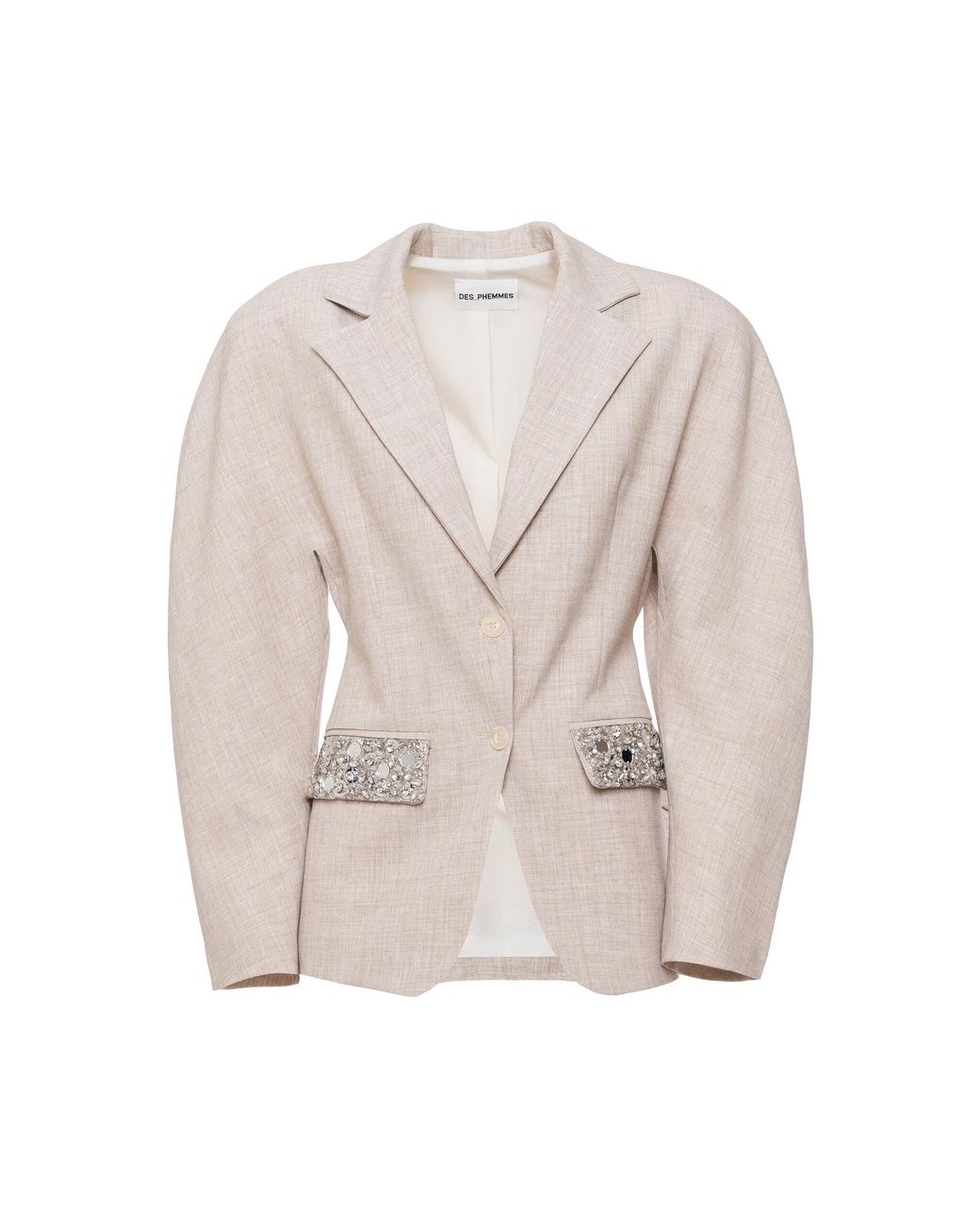DES_PHEMMES Natural Embellished Blazer
