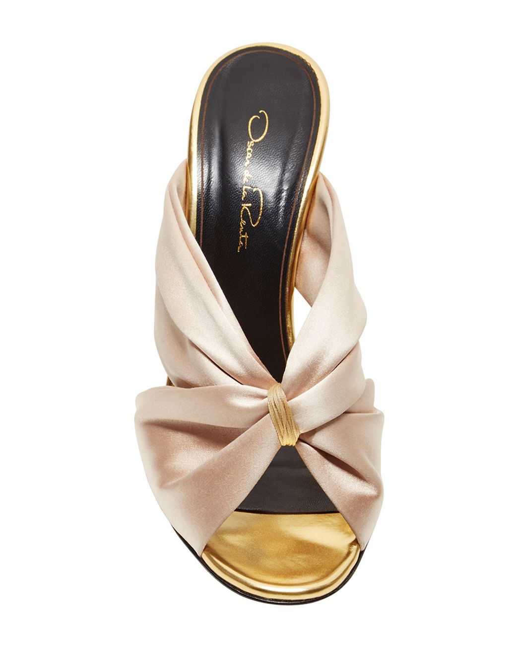 Oscar de la Renta Glen Satin Mules in Natural Lyst