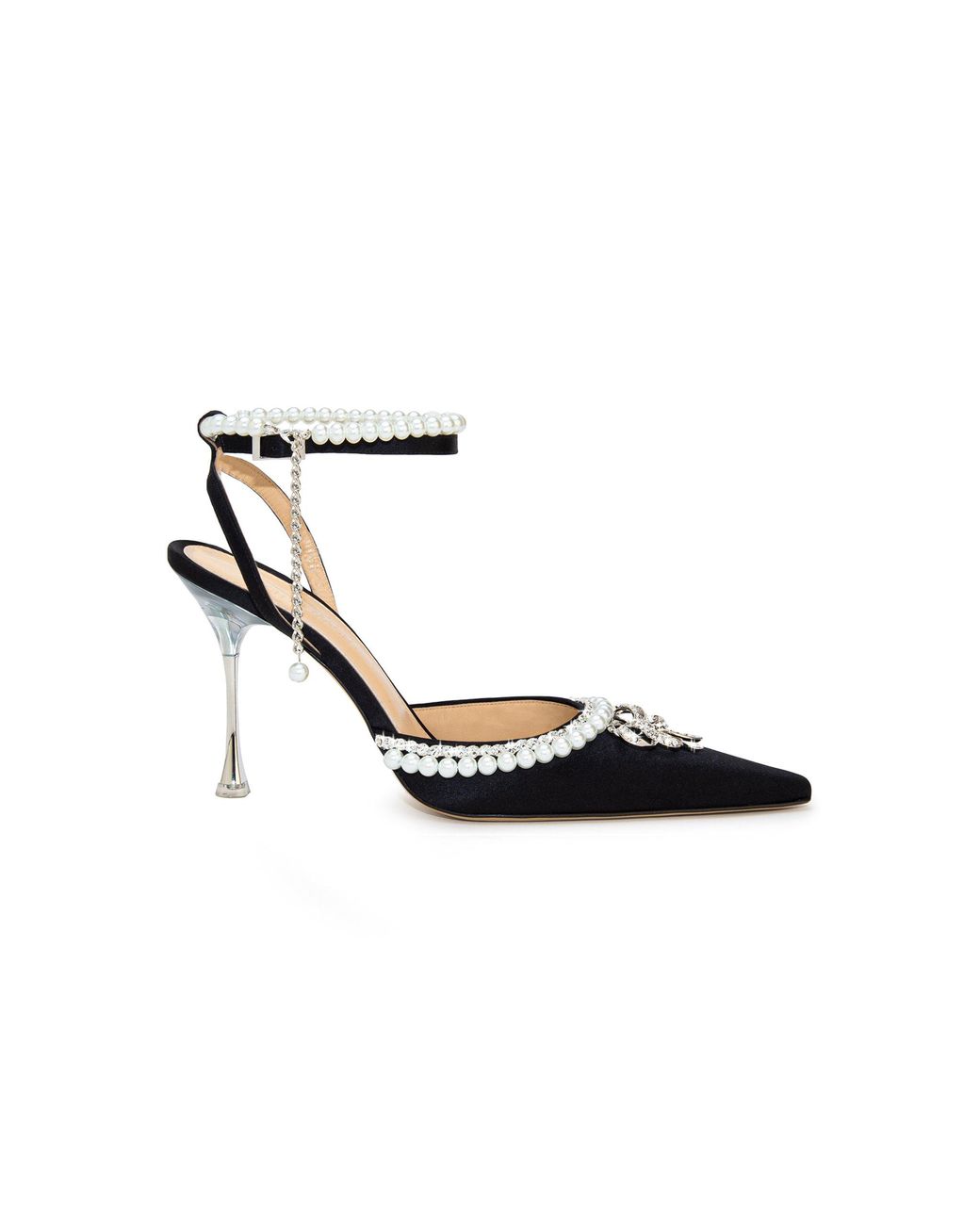 Mach & Mach Sophie Bow & Pearl Embellished Satin Pumps in Black | Lyst ...