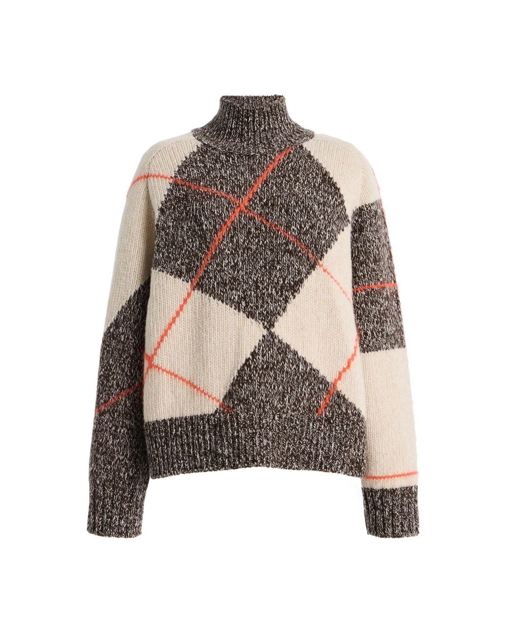 Closed Brown Argyle Rolli Wool Sweater