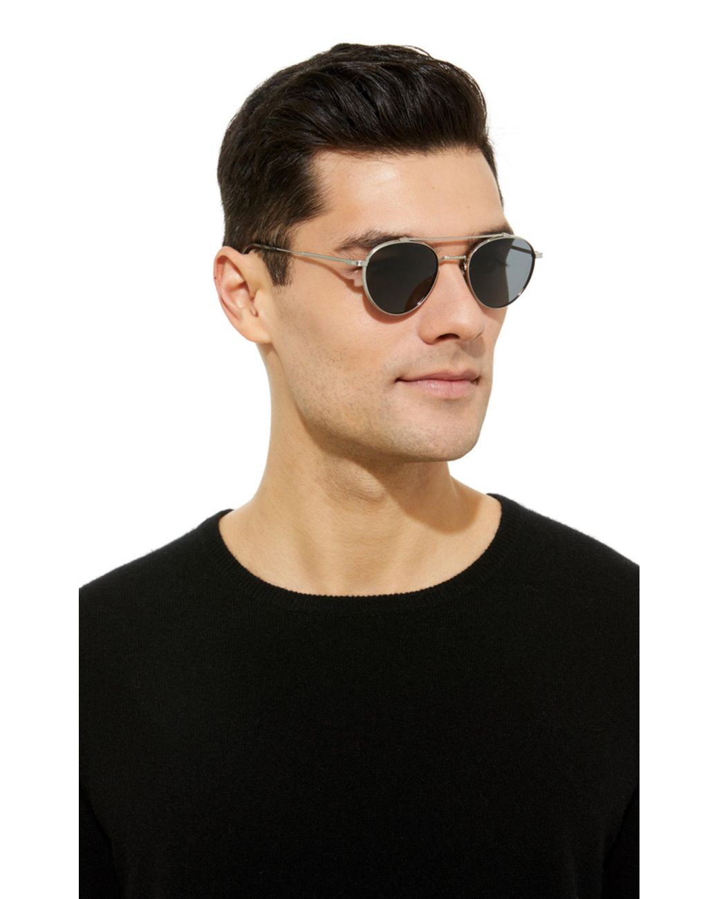 Oliver Peoples Watts Round Aviator Sunglasses in Metallic for Men | Lyst