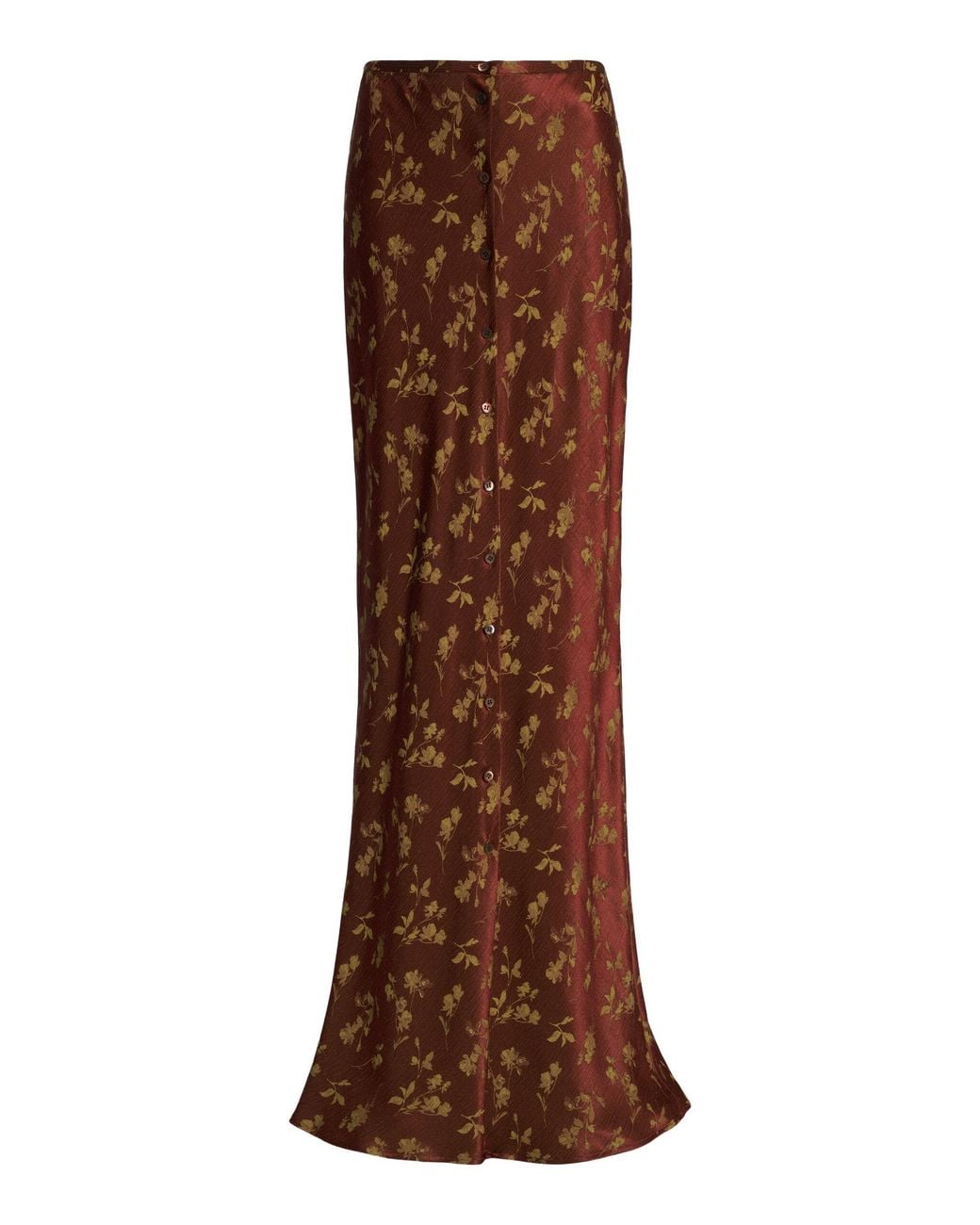 Dries Van Noten Brown Serylo Printed Satin Maxi Skirt