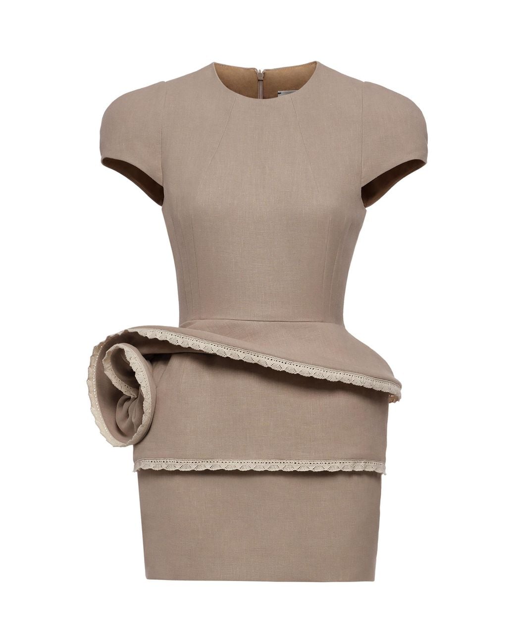 Magda Butrym Gray Folded Detail Linen Mini Dress