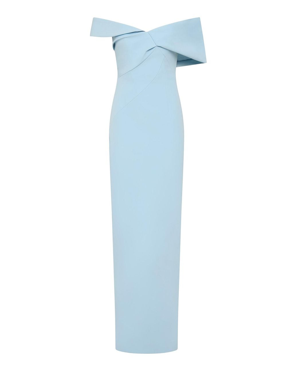 Rachel Gilbert Blue Maddie Off-The-Shoulder Gown