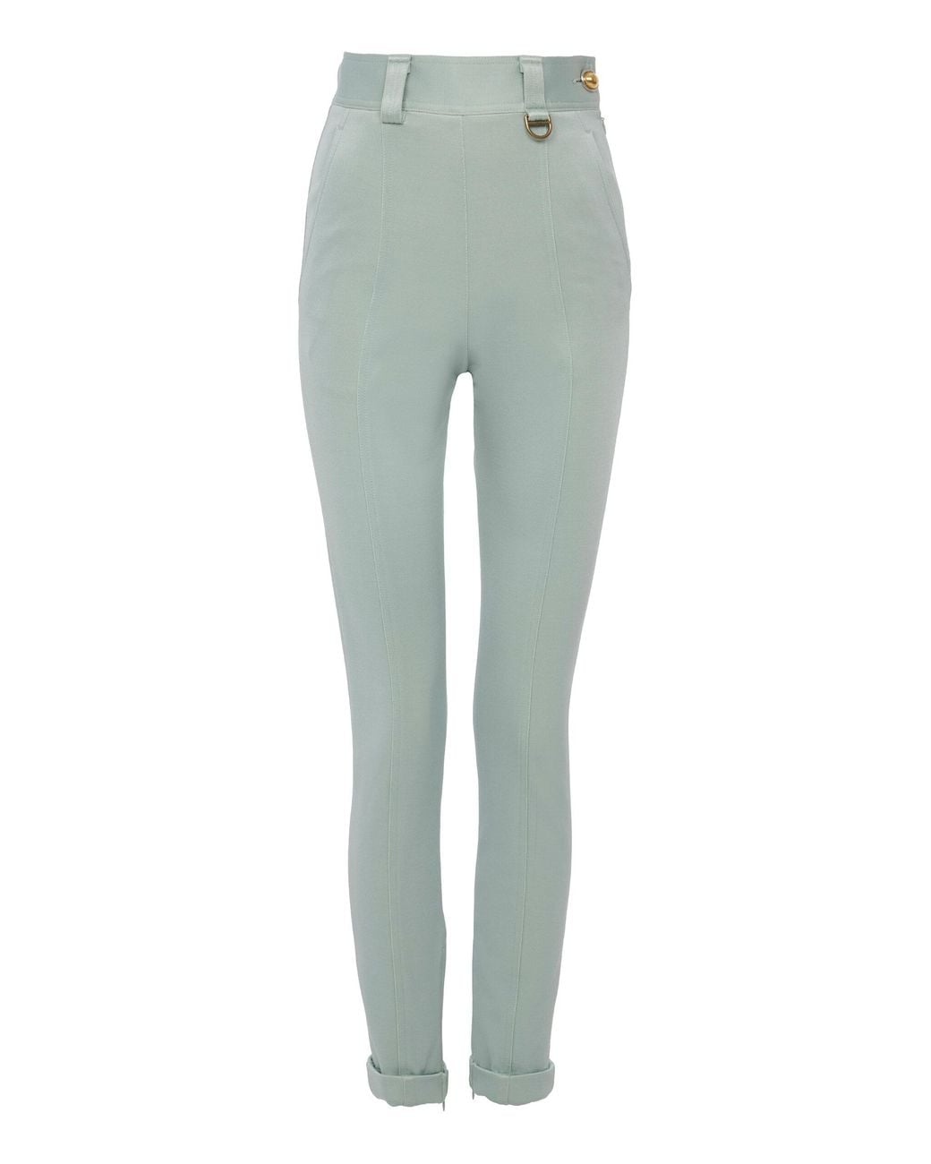 Chloé Green Satin-Finished Cigarette Pants