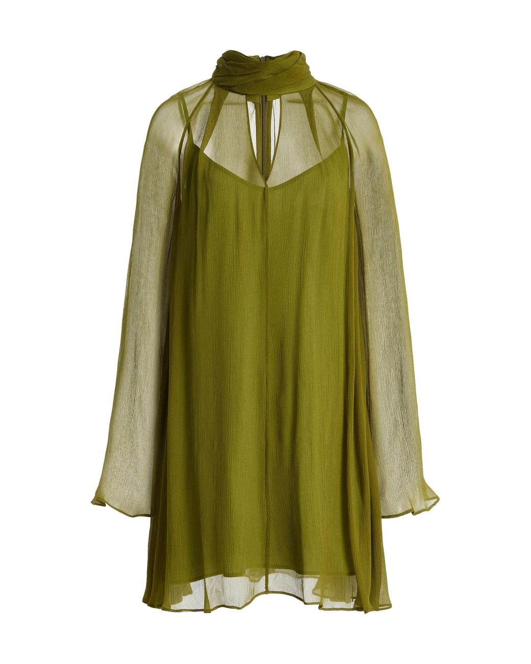 Staud Green Esther Chiffon Mini Dress
