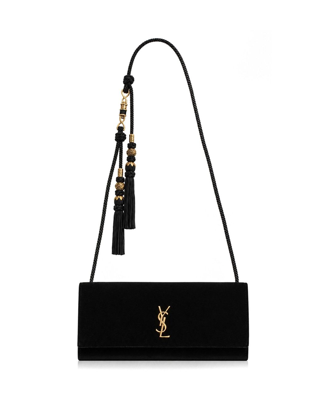 Saint Laurent Black Kate Velvet Clutch