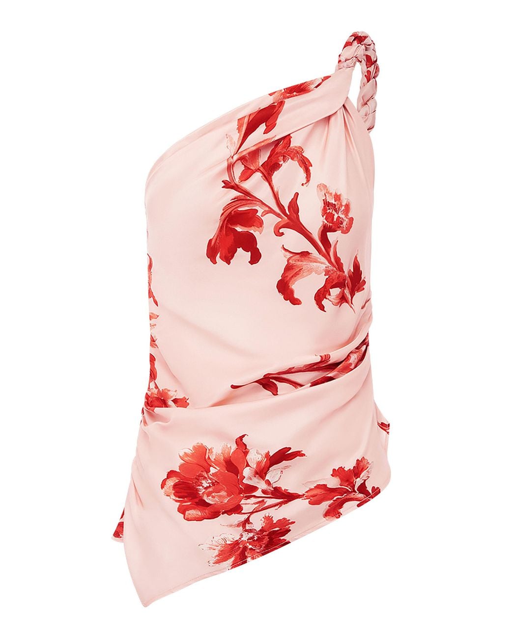LEO LIN Red Sylvana One Shoulder Top