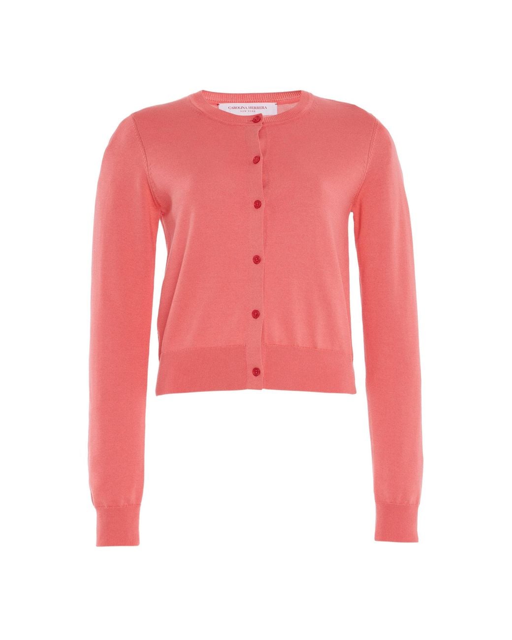 Carolina Herrera Red Signature Silk-Cotton Cardigan