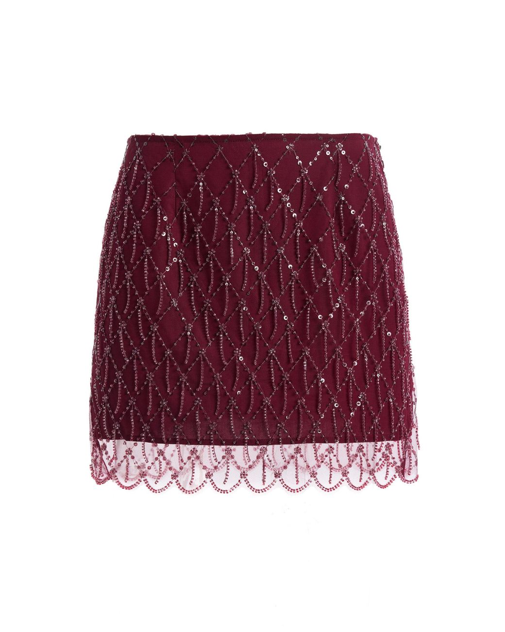 ROTATE BIRGER CHRISTENSEN Red Sequined Mini Skirt