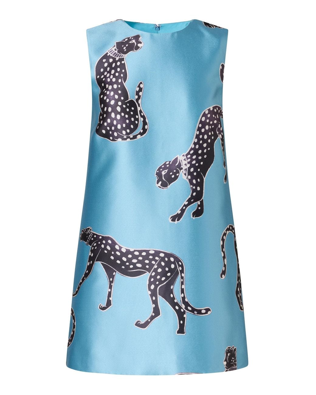 ROAME. Blue Sofia Cheetah- Satin Mini Dress