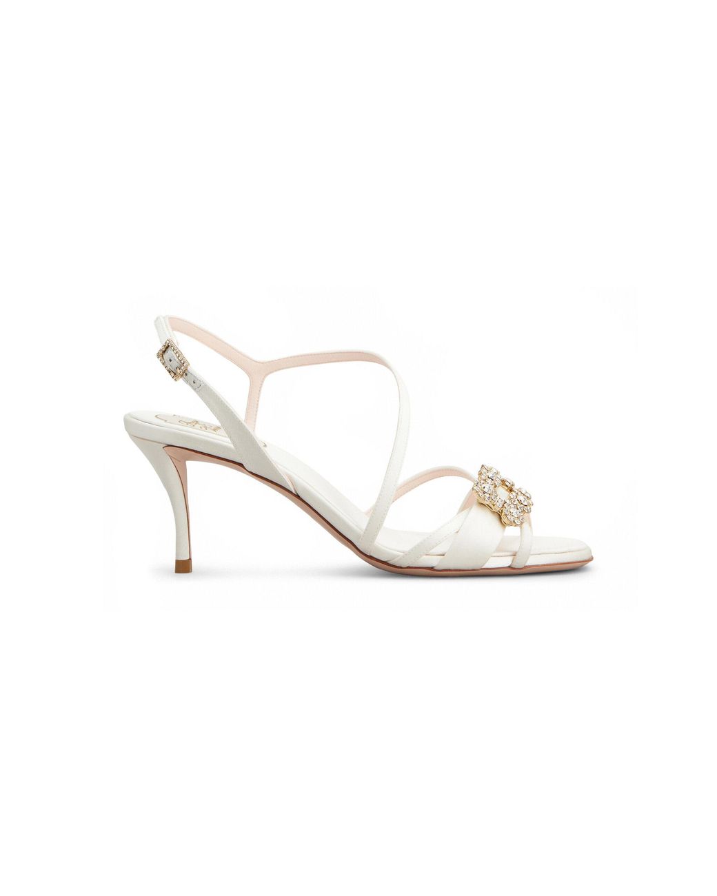 Roger Vivier White Efflorescence Satin Sandals