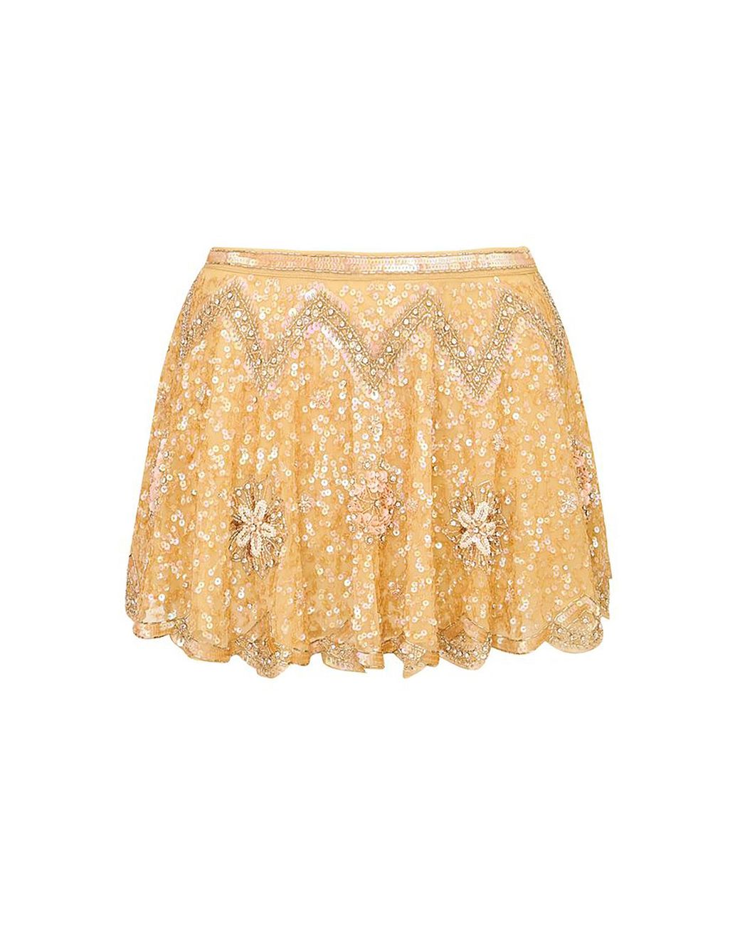 LoveShackFancy Natural Bramble Sequined Mini Skirt