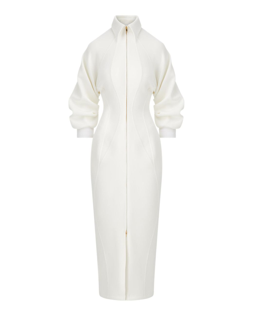 white zip up dress long sleeve Melissa Front Zip Temple Dress