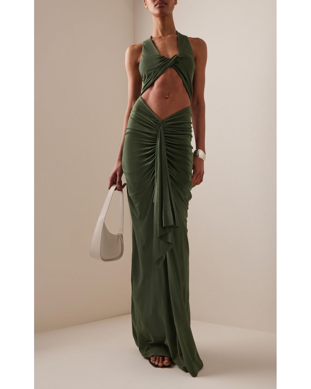 Christopher Esber Vivenda Draped Midi Dress in Green | Lyst Christopher Esber Vivenda Draped Midi Dress in Green | Lyst