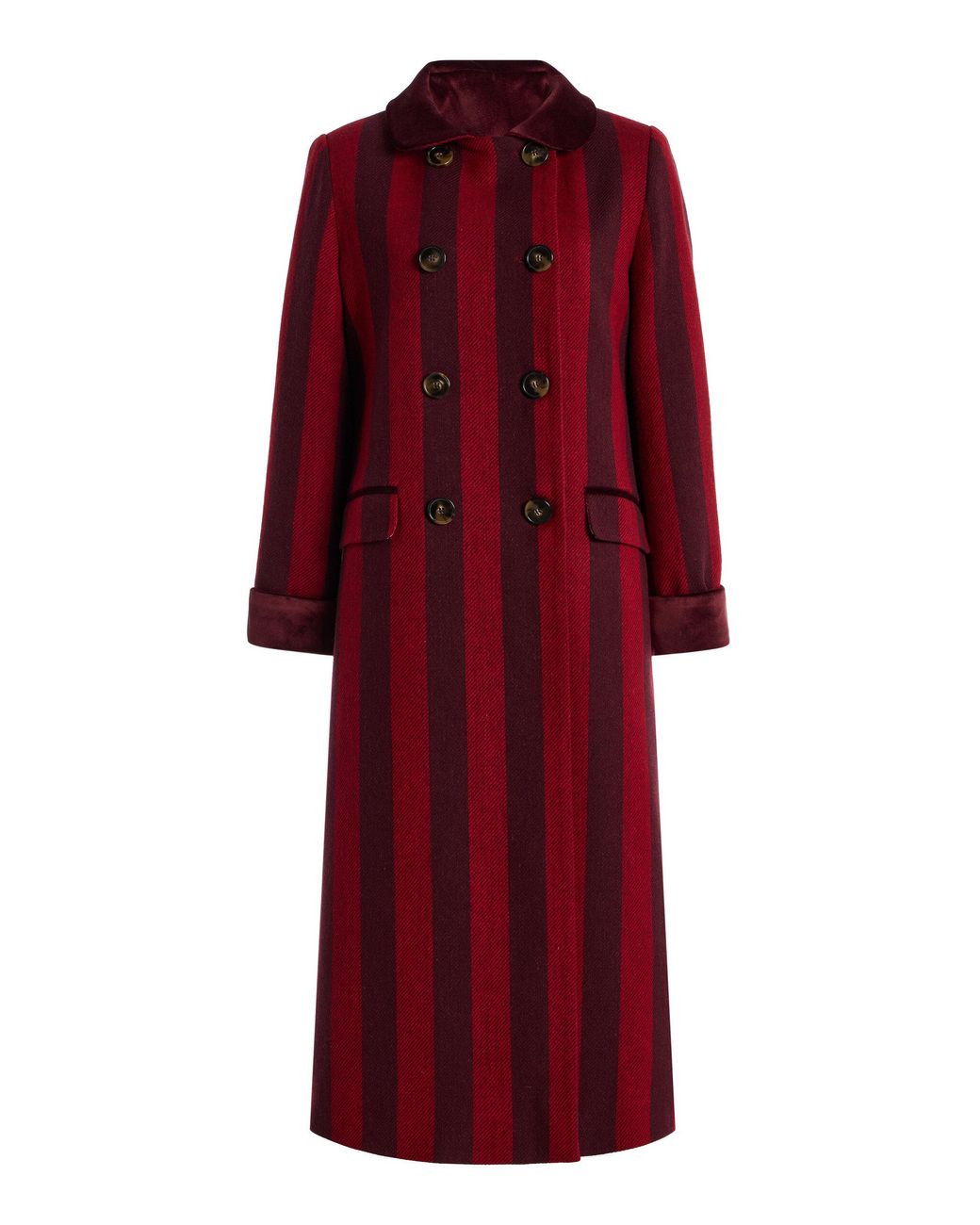 La Veste Red Miranda Striped Wool Coat