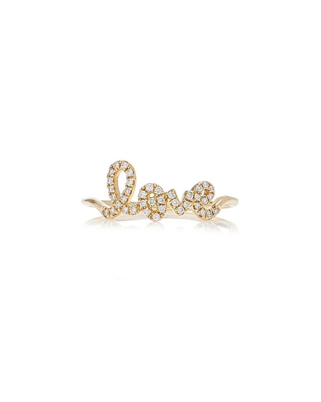 Sydney Evan Metallic Love Script 14k Gold Diamond Ring