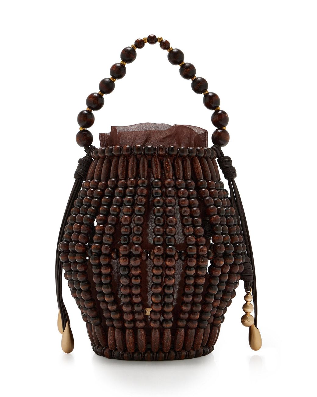 Cult Gaia Brown Lanterna Beaded Bag