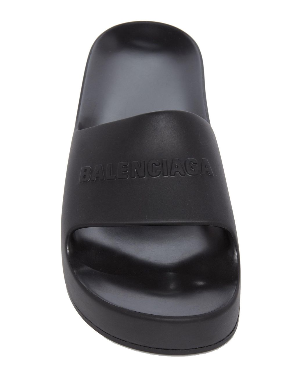 balenciaga mono logo platform pool slides