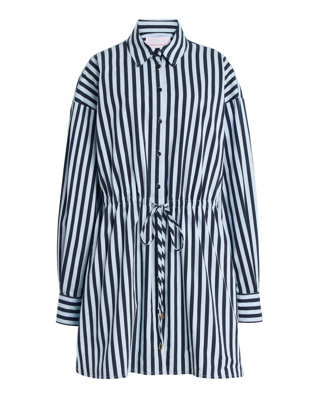 Carolina Herrera Multicolor Striped Cotton-Blend Mini Shirt Dress