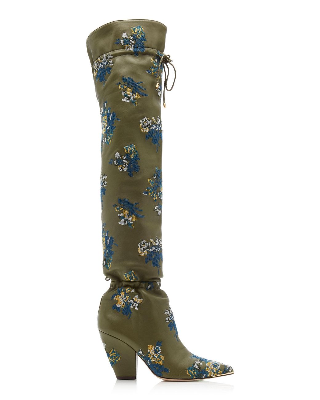 Tory Burch Lila Embroidered Boots in Green | Lyst