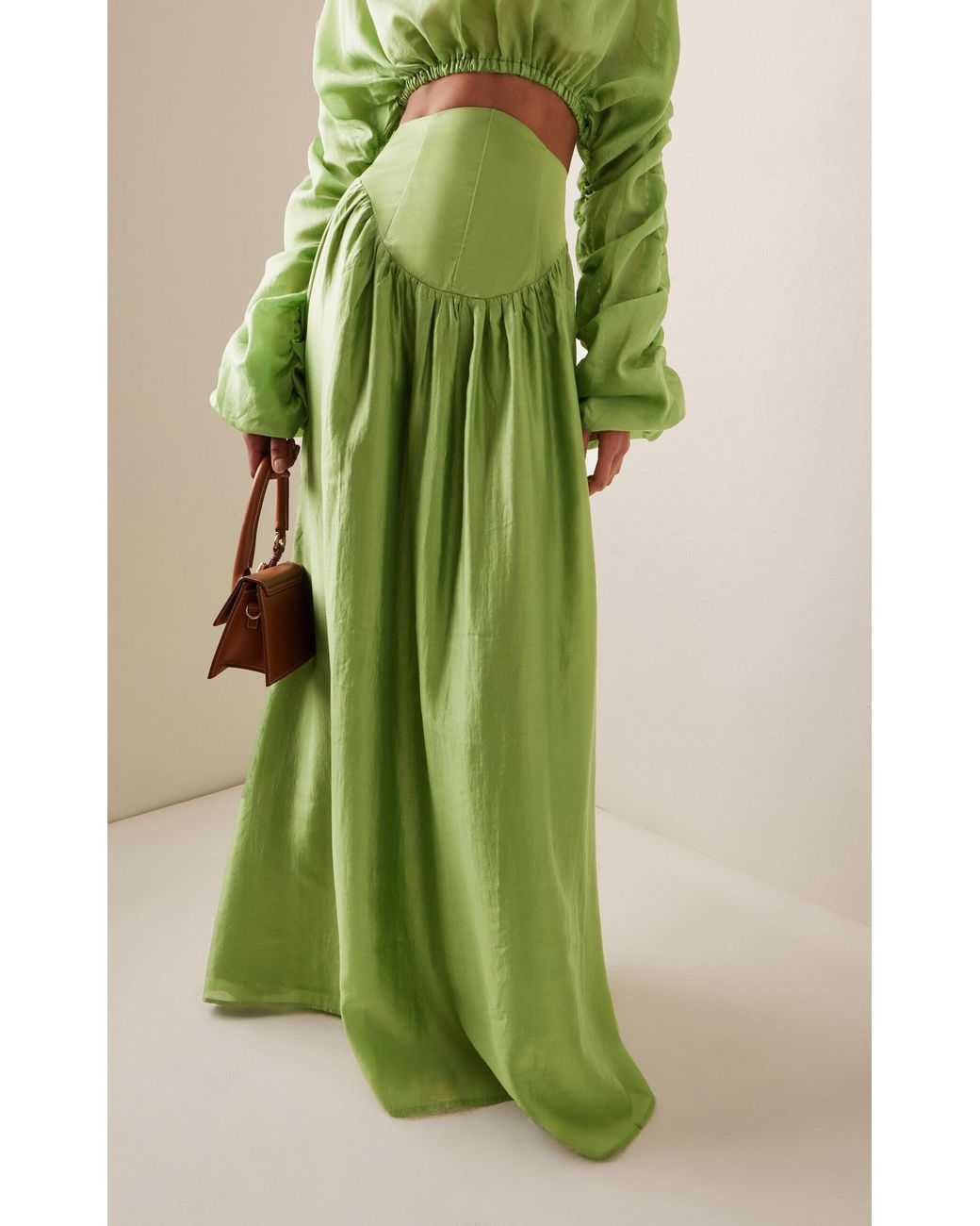 Andrea Iyamah Pado Corset-embellished Maxi Skirt in Green | Lyst Andrea Iyamah Pado Corset-embellished Maxi Skirt in Green | Lyst