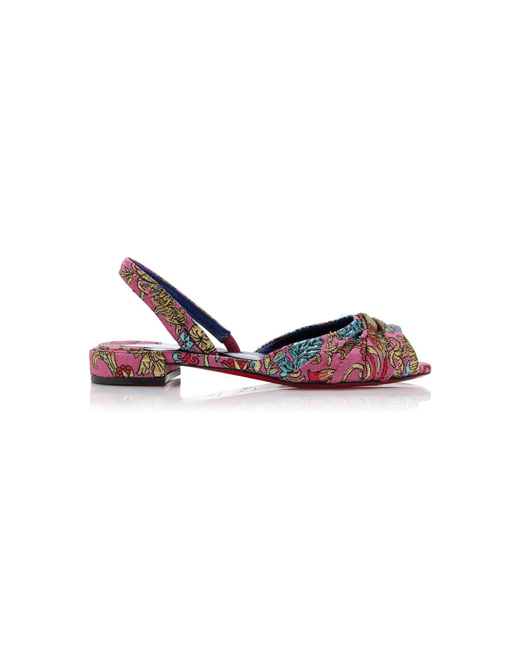 Christian Louboutin Pink Cordelina Flat Jacquard Florea Slingback Sandals