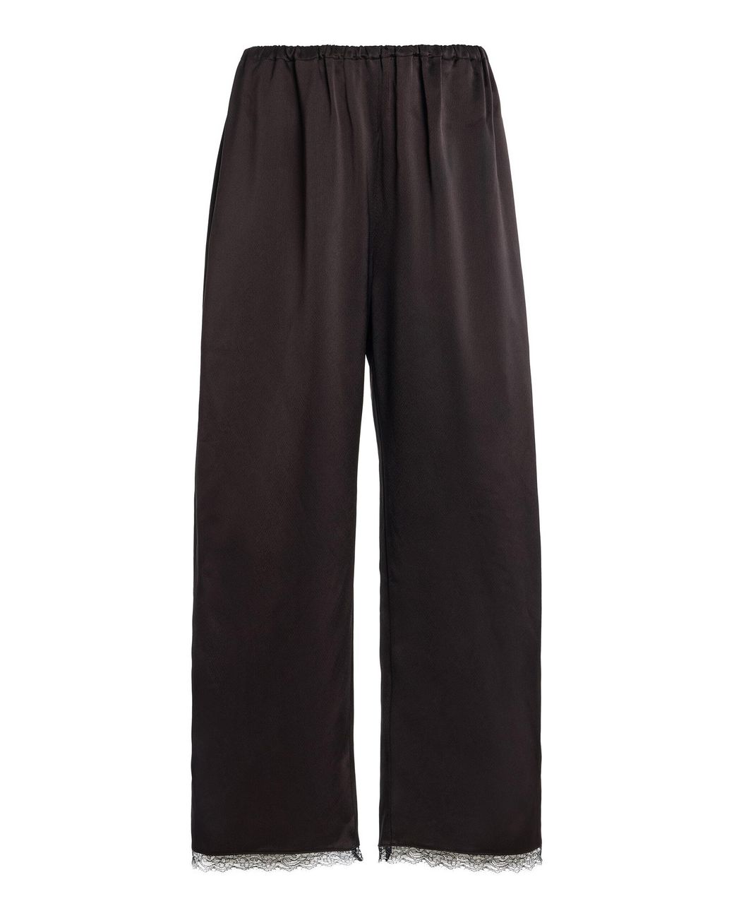 Leset Black Barb Lace-Trimmed Satin Crop Pants