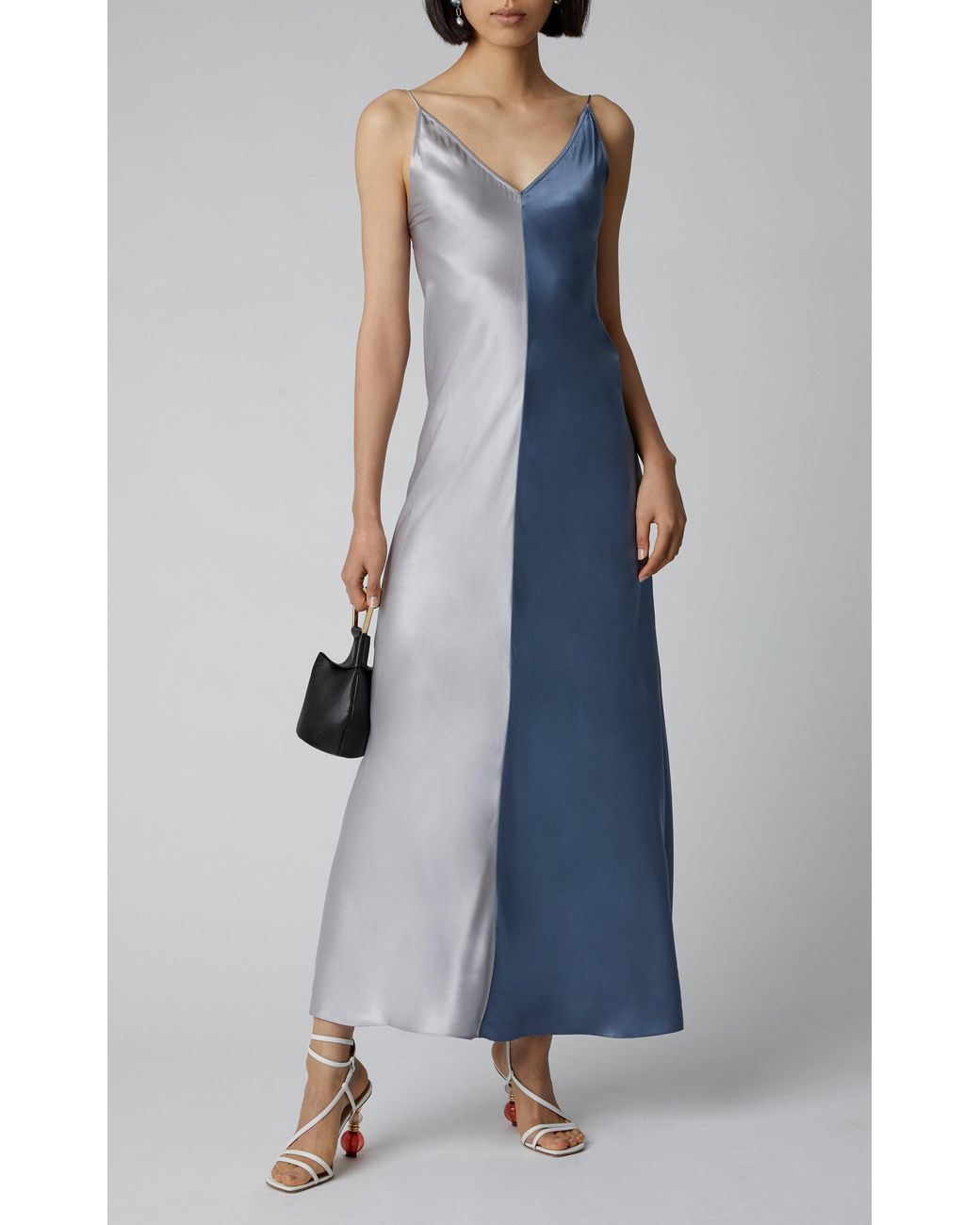 Lee Mathews Sierra Two-tone Slip Dress in Blue | Lyst