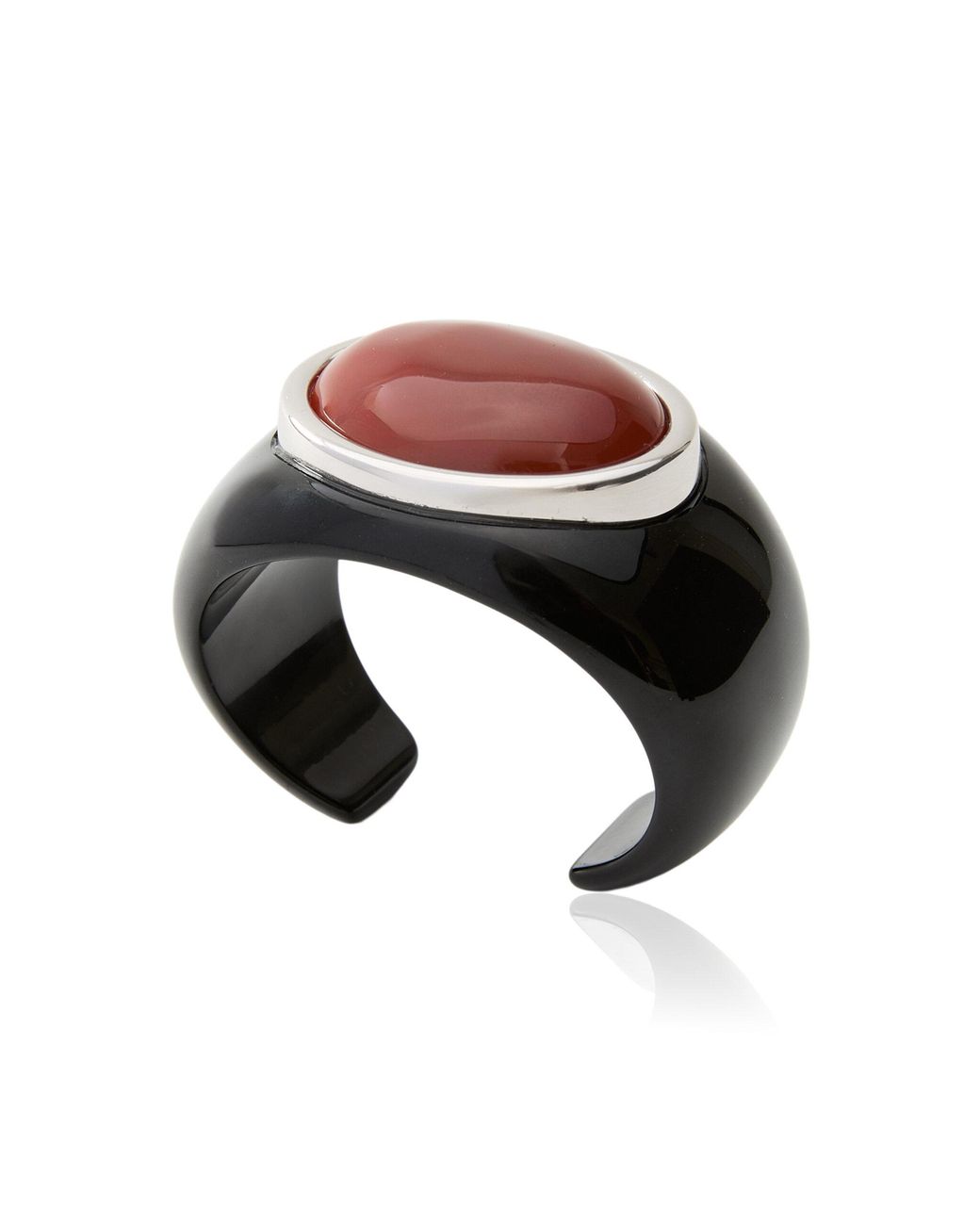 Julietta Black Lina Rhodium-Plated Brass Resin And Carnelian Cuff