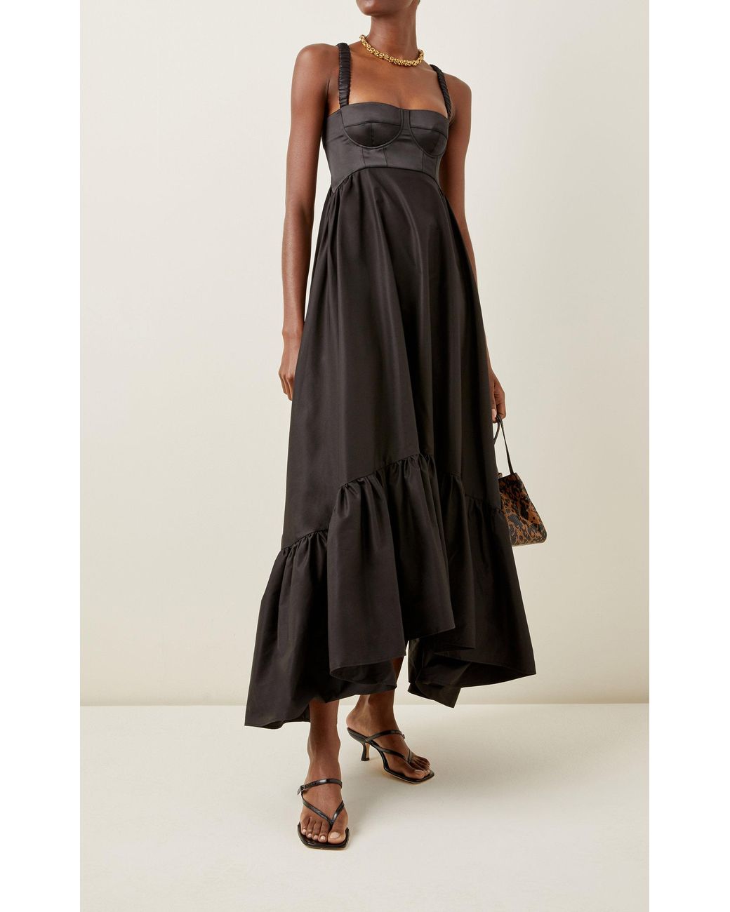 Anna October Snowdrop Asymmetric Cotton-blend Maxi Dress in Black | Lyst