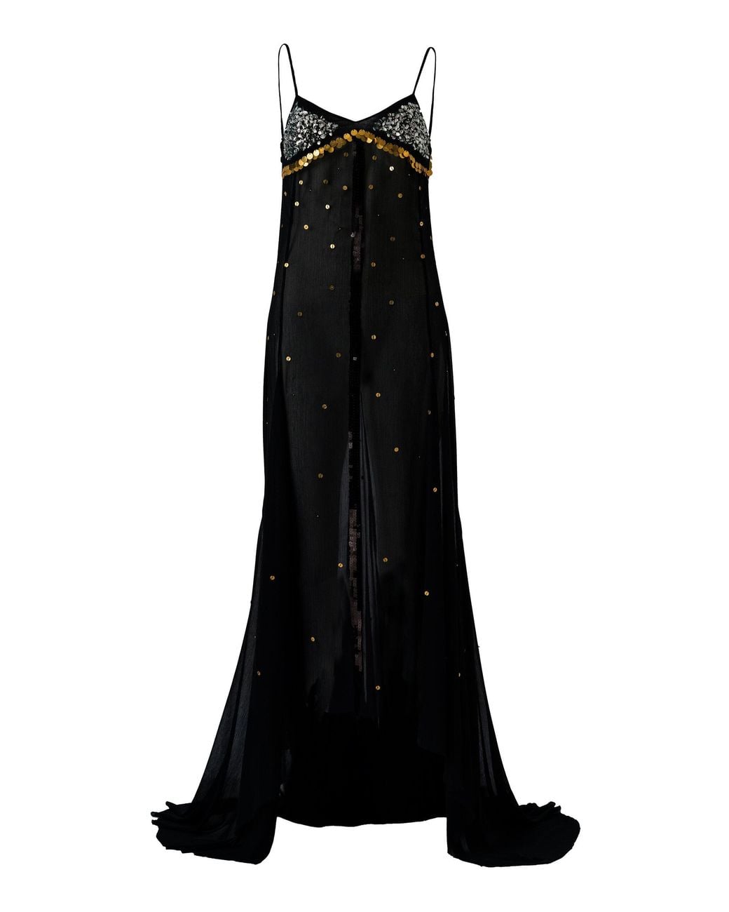 Siedres Black Vesina Embellished Chiffon Maxi Dress