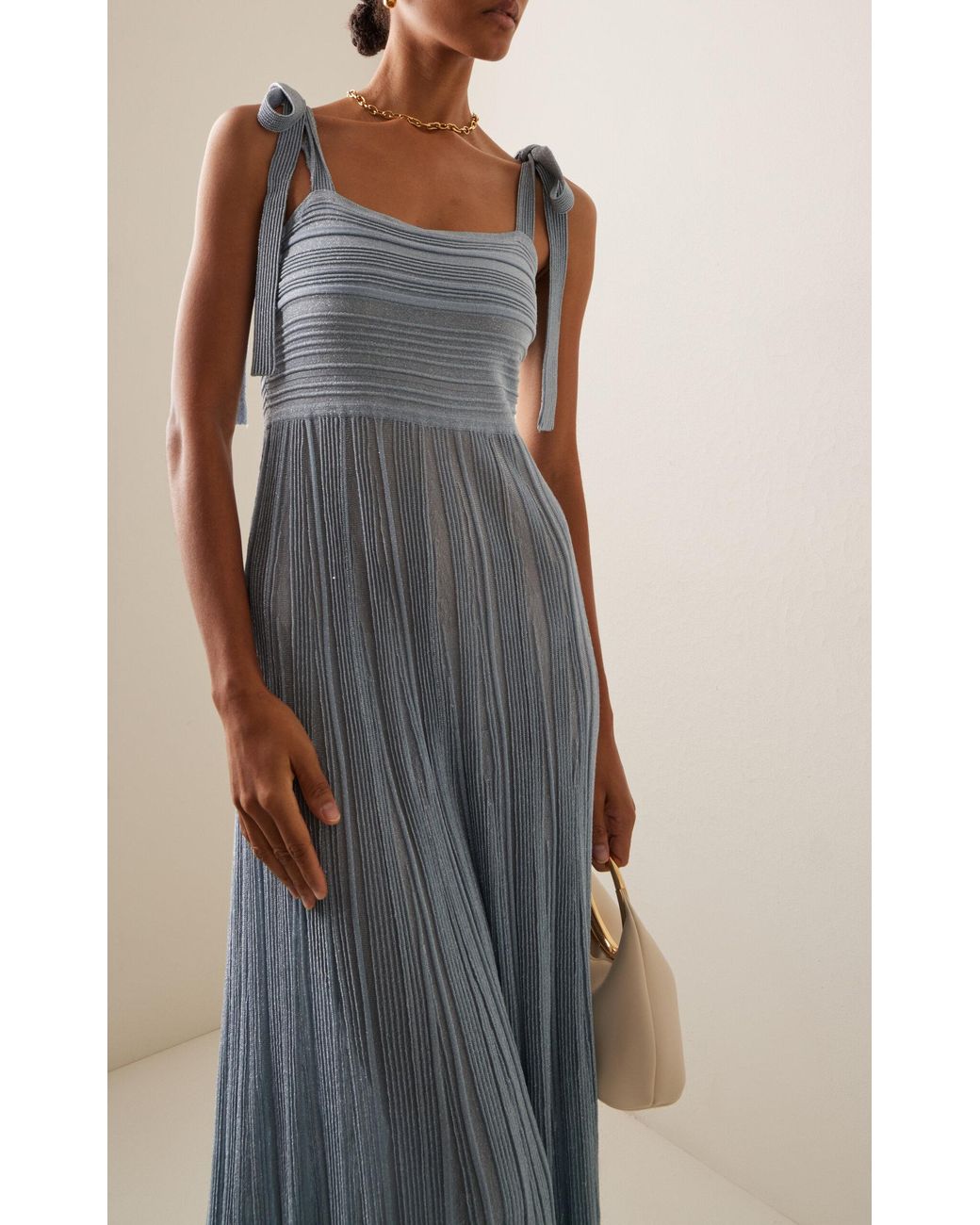 knee length dresses for ladies Nanisca Tie-Detail A-Line Micro Mini Dress in Sky Blue