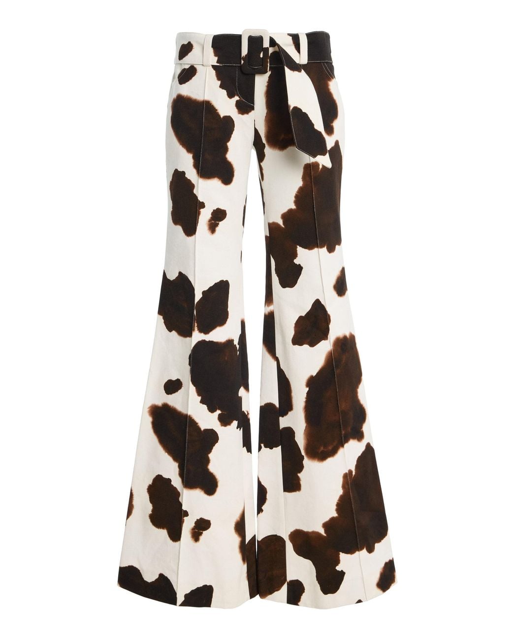 Franchise White Clover Cow-Hide Cotton Flared Pants