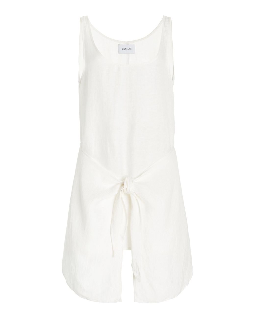 Anemos The D.k. Wrap-effect Linen-blend Mini Dress in White | Lyst UK