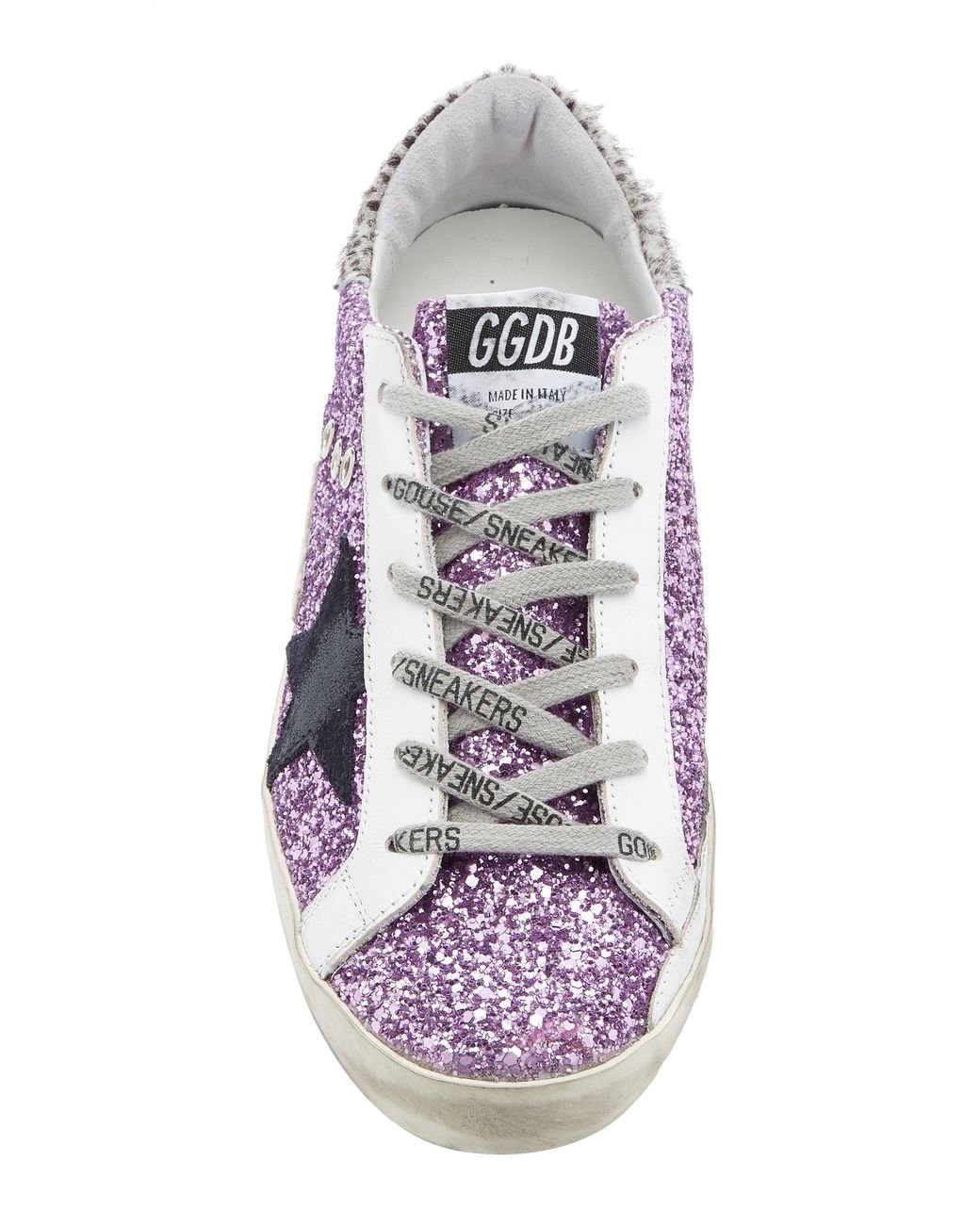 Golden Goose Super star Glittered Leather Sneakers in Purple Lyst