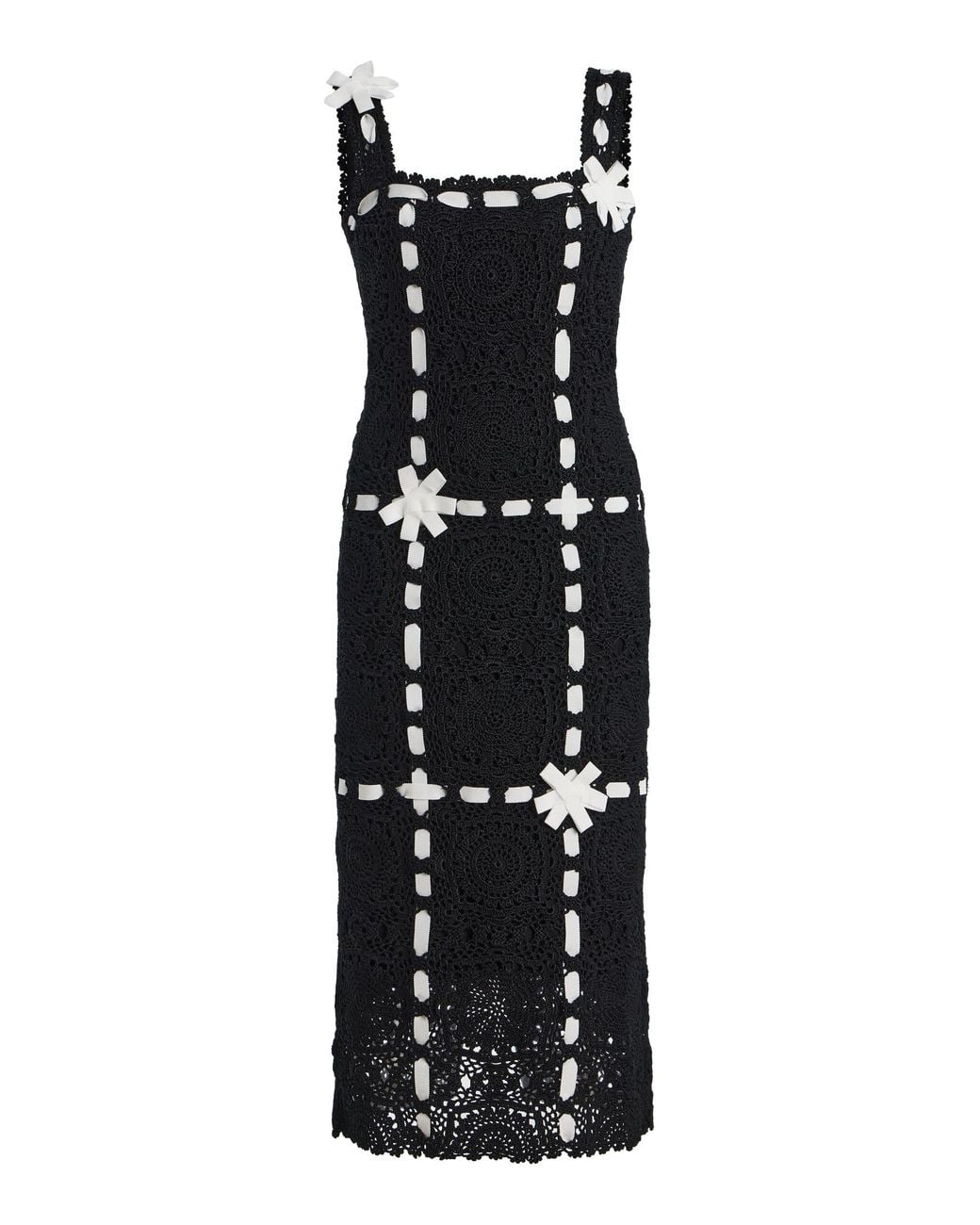 Carolina Herrera Black Hand-crocheted Midi Dress